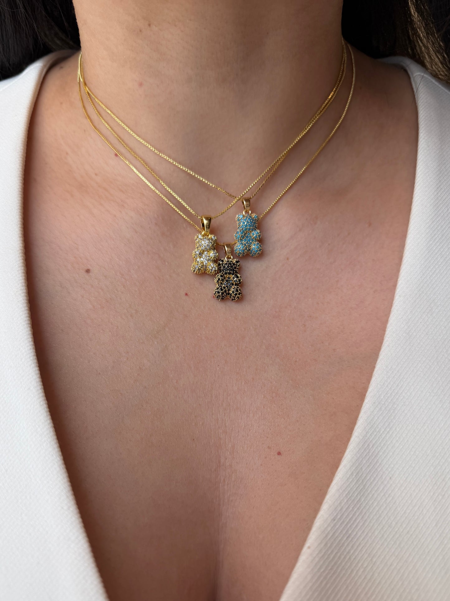 Crystal Teddy Necklace