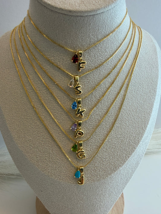Birthstone Initial Necklace