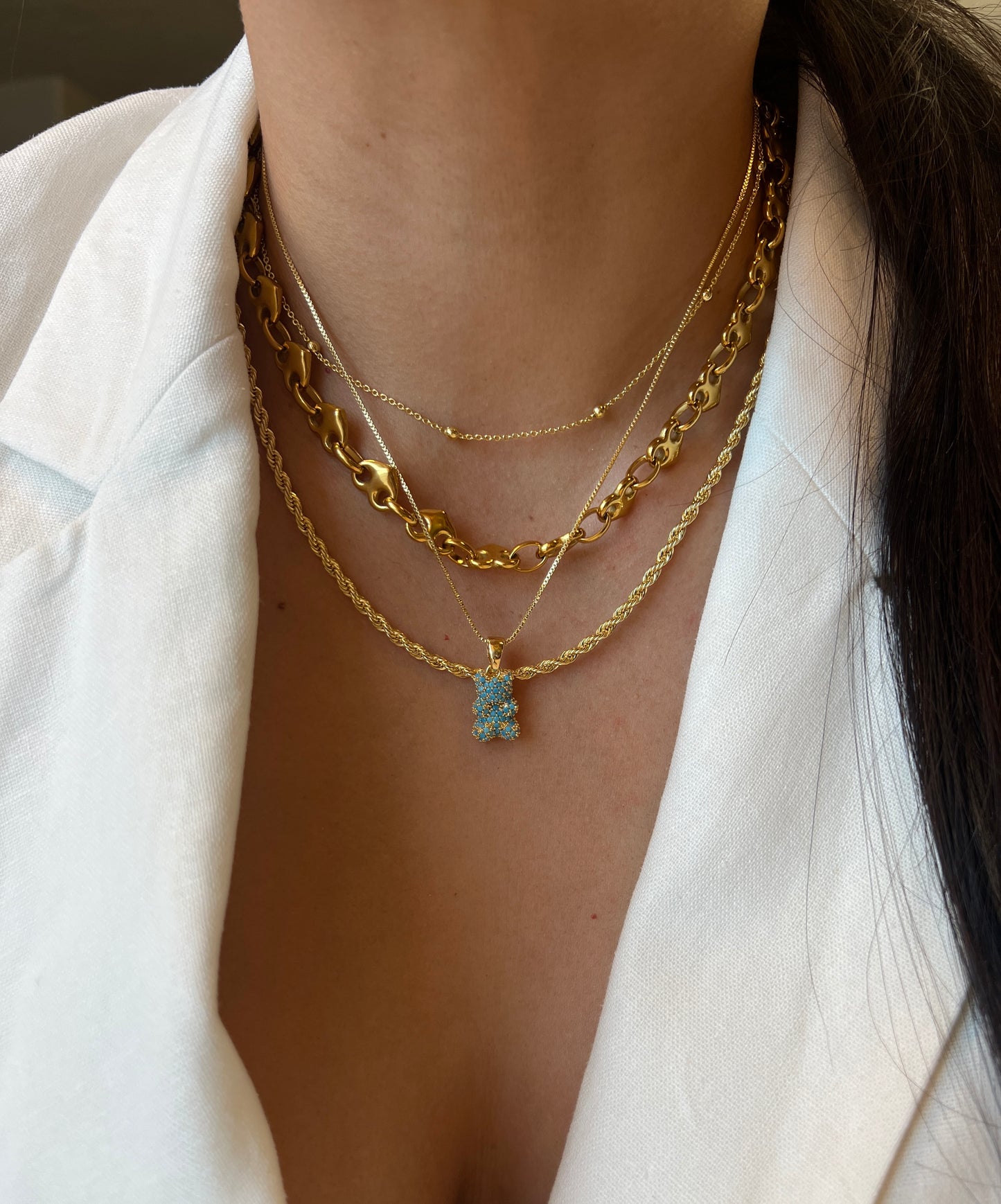 Crystal Teddy Necklace