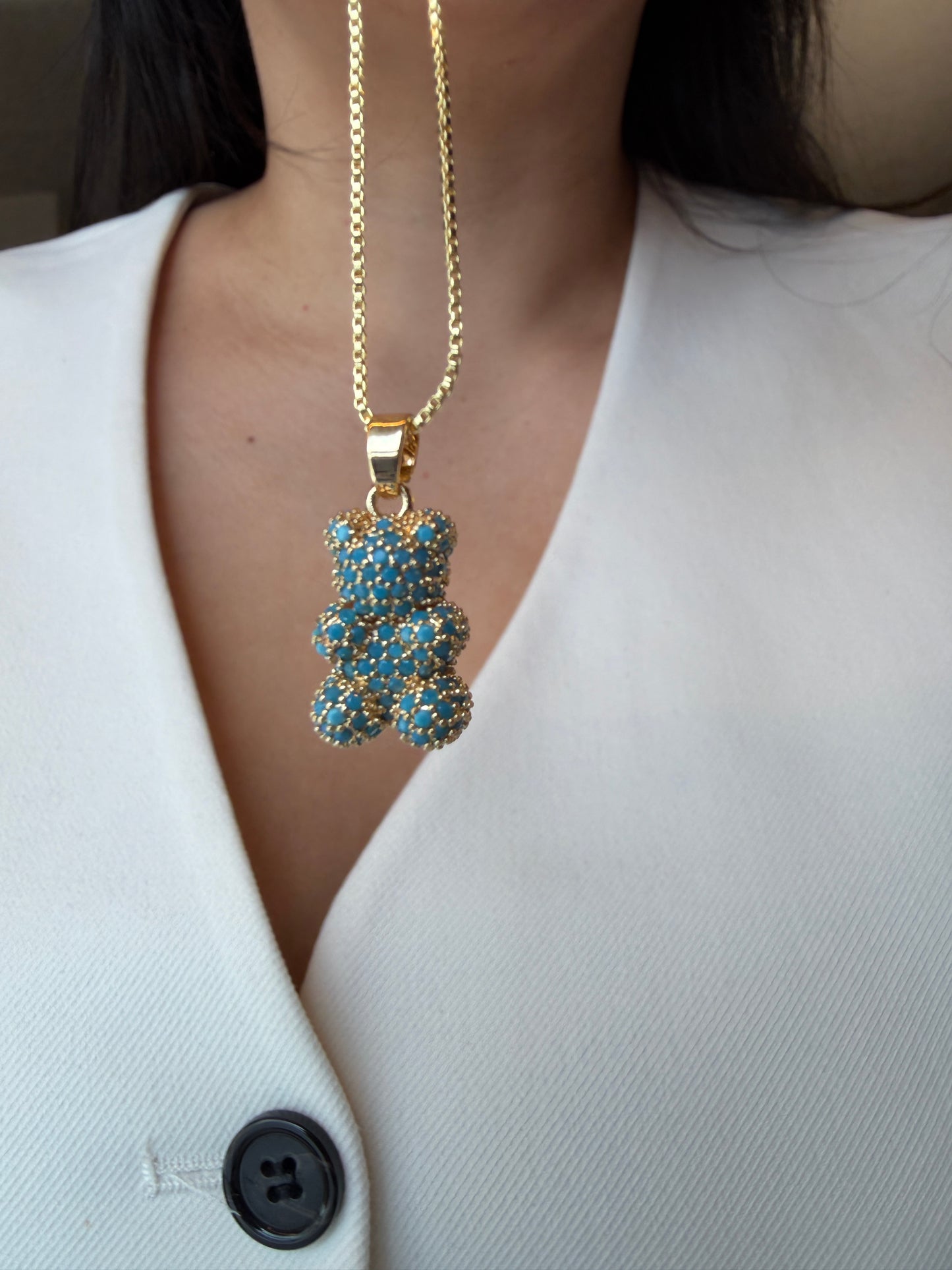 Crystal Teddy Necklace