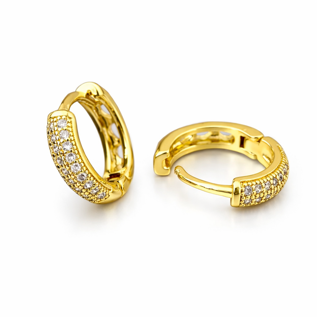Golden Pavé Hoops